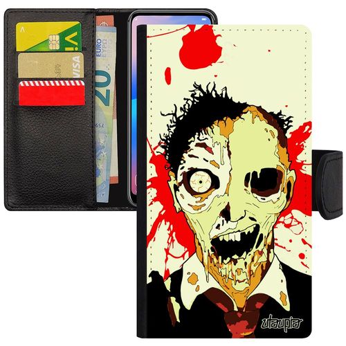 Coque Zombie Rabat Pour Iphone 11 Pro Portefeuille Eclaboussure Etui Magnetique Tache Orange Horreur Revenant Solide Telephone