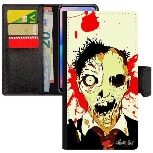 Coque Iphone 5 5s Se Rabat Porte Cartes Zombie Horreur Revenant Etui Portable Halloween Orange Mort Vivant Sang Magnetique De Apple