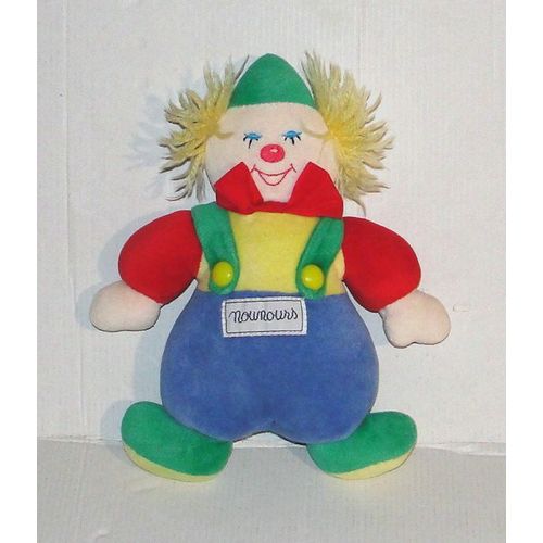 doudou clown multicolore nounours 22 cm