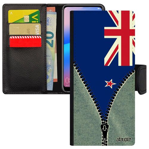 Coque Pour Samsung Galaxy A05s En Simili Cuir Rabat Portefeuille Porte Cartes Drapeau Nouvelle Zelande Neo Zelandais Rugby Telephone