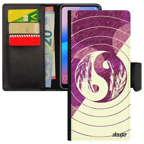 Coque Yin Et Yang Pour Samsung Galaxy M13 En Cuir Housse Cercle Couleur Rond Asie Etui Pas Cher Plume Pastel Dessin Bulle Bien & Mal