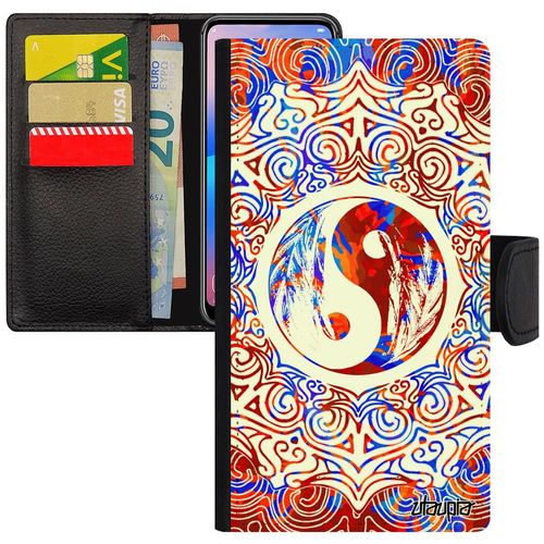 Coque De Protection Iphone 11 Pro Rabat Portefeuille Yin Et Yang Rosace Coloré Peinture Etui Ying Orange Fantaisie Mandala 4g