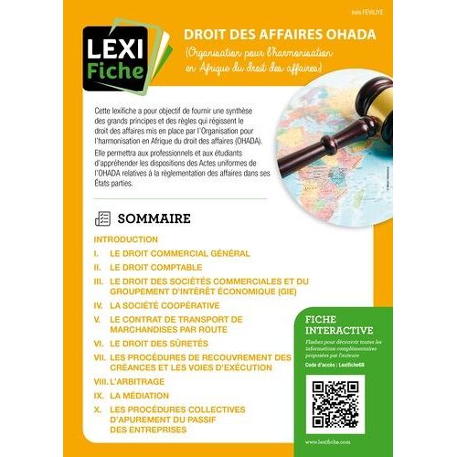 Droit Des Affaires Ohada - Organisation Pour L'harmonisation En Afrique Du Droit Des Affaires