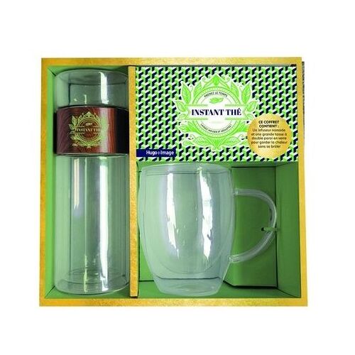 Instant Thé - Prenez Le Temps, Laisser Infuser Et Dégustez ! - Coffret Avec : Un Infuseur Nomade Et Une Grande Tasse À Double Paroi En Verre