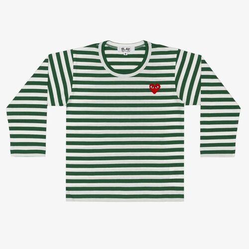 Comme Des Garçons Play Kids Red Emblem Knit T-Shirt Green 4