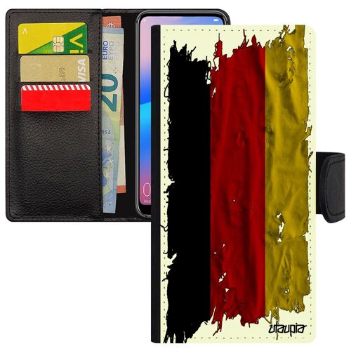 Coque Y6 2018 Cuir Rabat Portefeuille Drapeau Allemagne Allemand Antichoc Rigide Foot Basket Jo Coupe D'europe Made In France Huawei