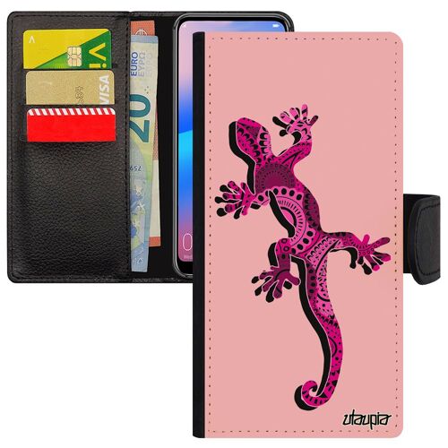 Coque Salamandre Pour Galaxy S22+ Plus Portefeuille Porte Cartes Esprit Du Feu Amour Boheme Smartphone Telephone Rose Design Samsung