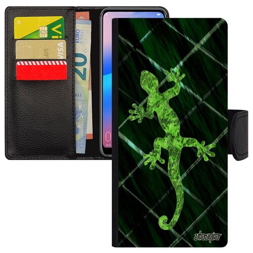 Coque Salamandre A70 Cuir Portefeuille Image Smartphone Cover Animal Dessin Grille Portable Telephone Solide Animaux Samsung Galaxy