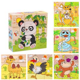 Puzzle Cube 3d À Six Côtés Pour Enfants,Jouets De Nuit En Bois Pour Bébés,Animaux Et Fruits,Trafic,Cage,Apprentissage Précoce - Type Animal Panda