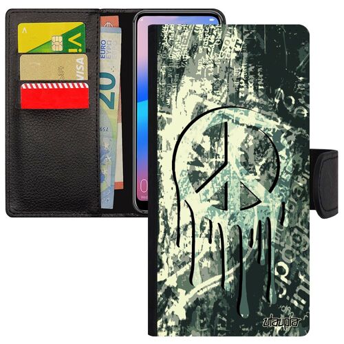 Coque Peace And Love P20 Pro Portefeuille Ragga Case Gris Street Art Symbole Portable Rasta & Solide Graffiti Hippie Homme De Huawei