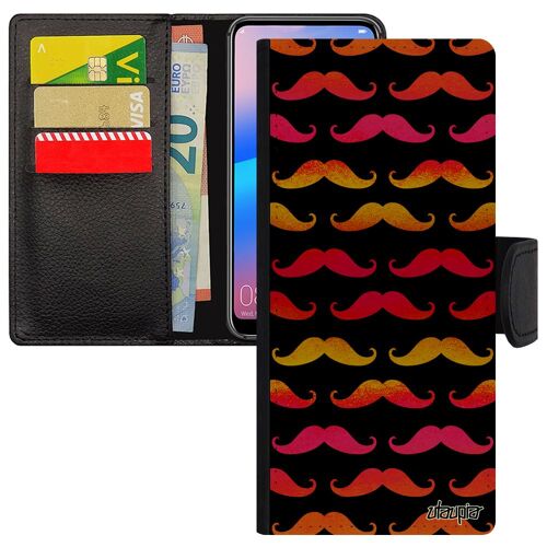 Coque Moustache Samsung Galaxy A14 4g 5g Image Peinture Rouge Imprime Vintage Homme Jolie Pipe Telephone Unique Chapeau Melon Noir