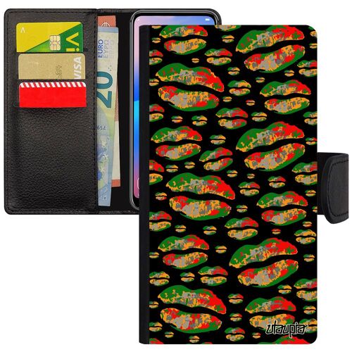 Coque De Protection Pour Iphone 7 Plus Simili Cuir Rabat Portefeuille Porte Cartes Bouche Bouche Motif Couleur Cigarette Bisou
