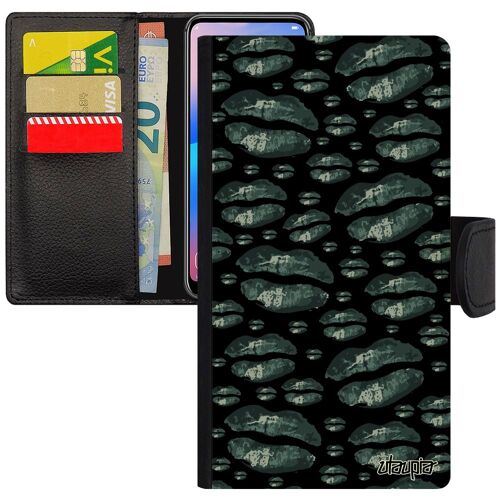 Coque Pour Iphone Xr Porte Cartes Bouche Gris Housse Cigarette Clope Bisou De Protection Love Fantaisie Levres Aimantée Femme