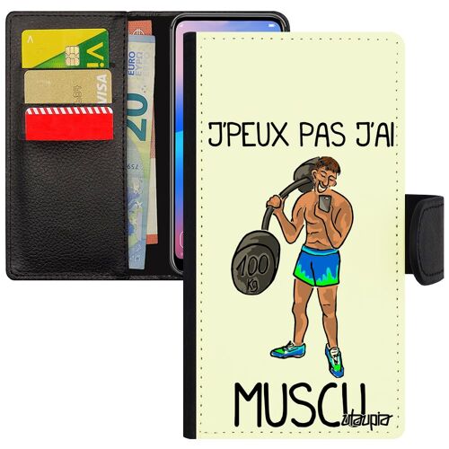 Coque Antichoc Pour Mate 20 En Simili Cuir Je Peux Pas J'ai Muscu Musculation Sport Humoristique Blanc Bande Dessinée Fitness Huawei