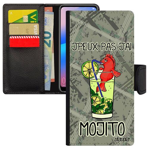 Coque Humour J'peux Pas J'ai Mojito A54 Simili Cuir Porte Cartes Humoristique Original Poisson Rouge Bande Dessinée Samsung Galaxy