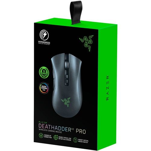 Razer DeathAdder V2 Pro - Souris - ergonomique - pour droitiers - optique - 8 boutons - sans fil, filaire - Bluetooth, USB, 2.4 GHz