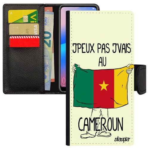 Coque Iphone 12 Pro Max Porte Cartes J'peux Pas J'vais Au Cameroun Original Drapeau Camerounais Basket 4g Noir Can Pu Football