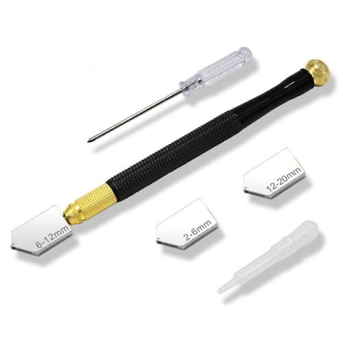 5PCS Crayon Style Coupe-Verre Alimentation Huile Diamant Incisif Anti Glissement Fileté Verre Cutter Outil Ensemble pour Fenêtre