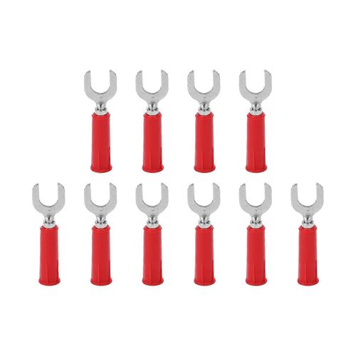 10pcs Fourche Bêche Banane Fiche Fil Connecteurs En Laiton PVC Aspect 4mm/0.2in Trou 8mm/0.3in U Type Électrique PlugRed