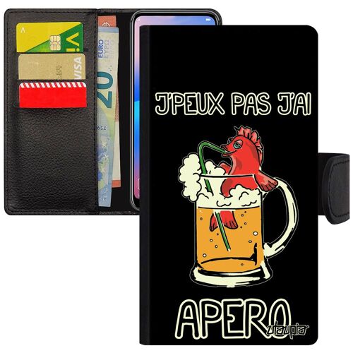 Coque J'peux Pas J'ai Apero P Smart 2018 Cuir Portefeuille Solide Biere Antichoc Dessin Case Noir Bourré Comique Magnetique Huawei