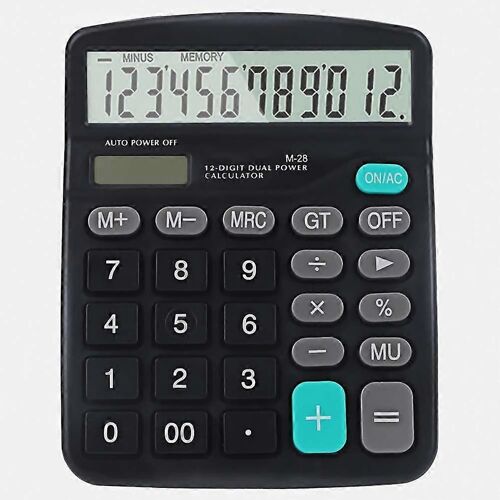 Calculatrice de base à double puissance à 12 chiffres Calculatrice de bureau portable avec grand écran LCD grand bouton sensible