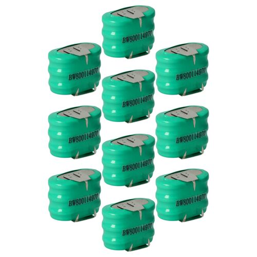 vhbw 10x NiMH pile bouton de remplacement pour type 3/V150H 3 épingles 150mAh 3,6V convient pour les batteries de modélisme etc.