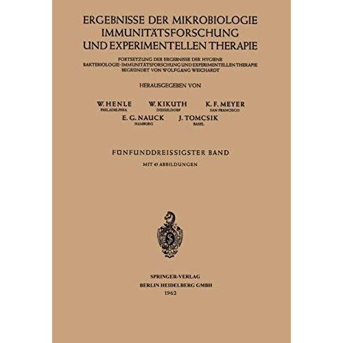 Ergebnisse Der Mikrobiologie Immunitätsforschung Und Experimentellen Therapie