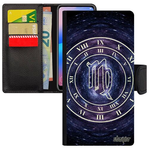 Coque Pour Samsung A8 2018 Simili Cuir Rabat Portefeuille Signe Astrologique Vierge Montre De Protection Galaxie Mobile Femme Galaxy