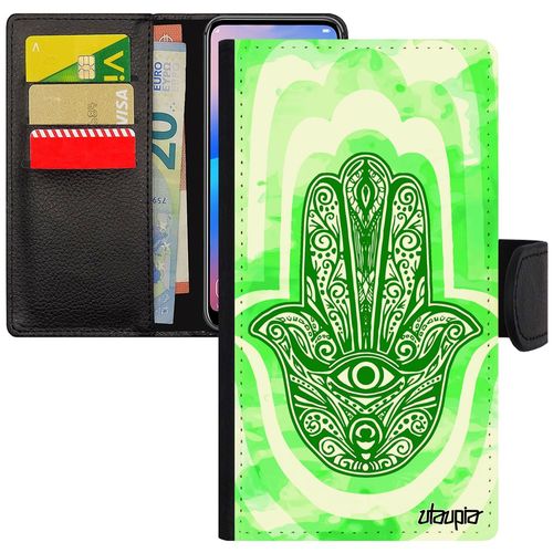 Coque Main De Fatma Iphone 11 Pro Rabat Vert La Hamsa Fatima Il Personnalisé Etui Leather Symbole Case Berbere Made In France