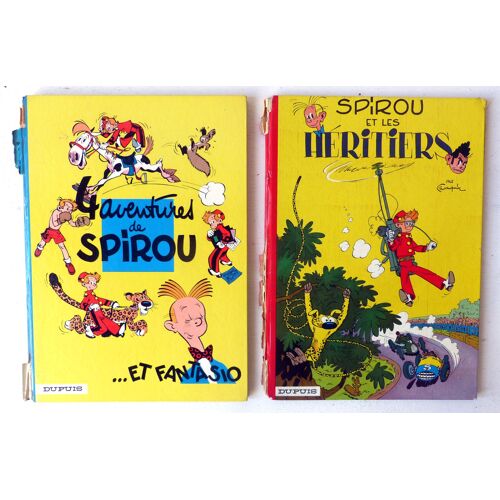Lot 4 Albums De Bandes Dessinées Série Spirou Et Fantasio Par Franquin (Dupuis, Rééditions De 1960 Et 1962) N°1-4-7-17 - À Restaurer - 4 Aventures, Héritiers, Dictateur Et Champignon, Hommes-Bulles