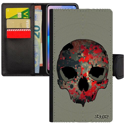 Coque Pour Iphone 11 Pro Rabat Portefeuille Silicone Tete De Mort Flip Case Sang Mobile Graffitti Design Pirate Electro Housse
