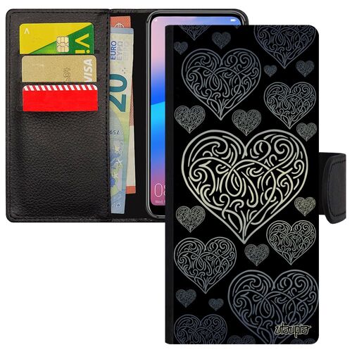 Coque À Rabat Galaxy A05s Portefeuille CUr Image Tribal Amour Amitie Mobile Bumper Love Gris Cadeau Saint Valentin Case En Samsung