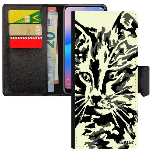 Coque Pour S24 Ultra Cuir Portefeuille Chat Fille Telephone Petit Motif Chaton Noir Dessin Peinture Portable Mignon Samsung Galaxy