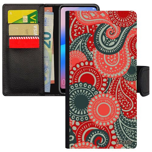 Coque P20 Pro Rabat Motif Cachemire Multicolore Dessin Imprimé Coloré Noir Bumper Portable Design Indienne Motif Rouge Indien Huawei