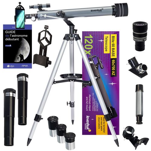 Télescope Astrophotographie Levenhuk Blitz 60 Base avec Zoom, Oculaires et Accessoires