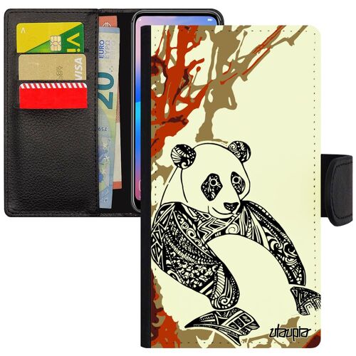 Coque Samsung A5 2015 Portefeuille Panda De Protection Graphique Bebe Bamboo Case Tribal Art Smartphone Marron Peinture Arbre Galaxy