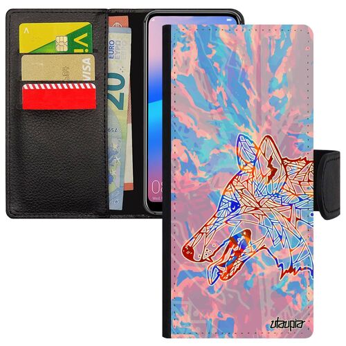 Coque Rabat Galaxy S20 Ultra Portefeuille Porte Cartes Loup Plume Bleu Foret Tattoo Ethnique Tribal Portable Mechant 4g Etui Samsung