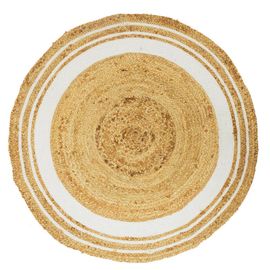 Tapis Rond En Jute Coton Blanc
