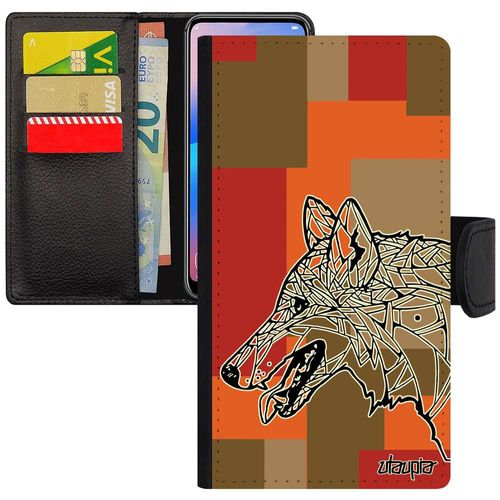 Coque Loup Pour Iphone 6 6s Cuir Silicone Marron Azteque Mechant Homme Ethnique Cube Carré Pochette Tribal De Protection Husky