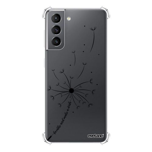 Coque Samsung Galaxy S21 5g Silicone Antichocs Solides Coins Renforcés Protection Housse Transparente Pissenlit Make A Wish Evetane