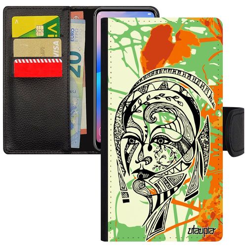 Coque Rabat Iphone 5 5s Se Cuir Portefeuille Porte Cartes Femme Portrait De Protection Orange Fille Nature Feuilles Fleur Etui Apple