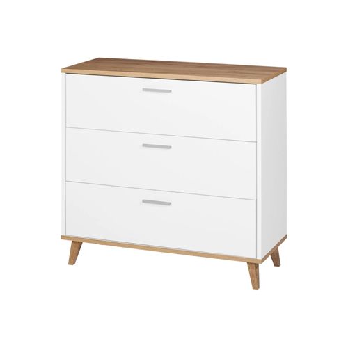 LIVARNO home Commode Corfou, 80 x 75 x 33 cm, blanche/imitation chêne