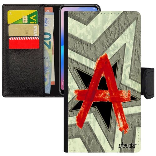 Coque Anarchie Pour Iphone 5 5s Se Cuir Rabat Leather Graphique Symbole Communisme Communiste Justice Antichoc Signe Telephone Apple