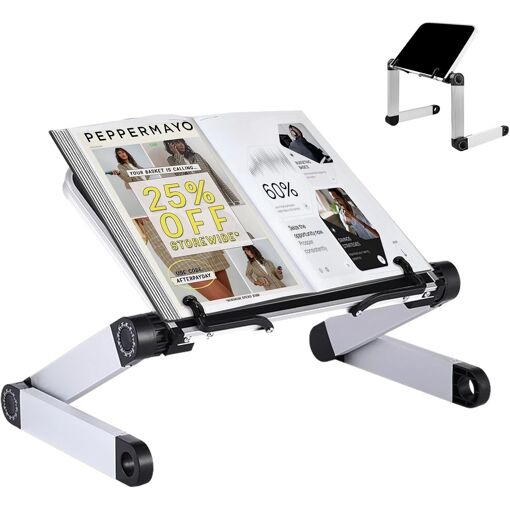 Pupitre De Lecture Réglable En Hauteur (55 à 175 Cm) - Plateau En Bois Avec Pinces - Pour Livres, Tablettes, Ordinateurs Portables