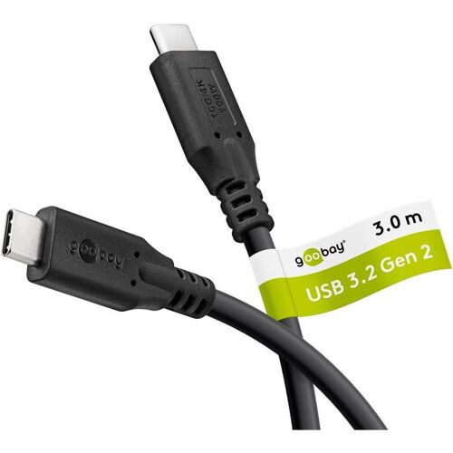 Goobay Câble USB-C¿, USB 3.2, 100 W, 10 Gbit/s, 3 m