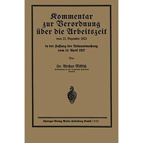 Kommentar Zur Verordnung Über Die Arbeitszeit