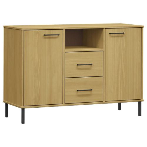 Vidaxl Buffet Avec Pieds En Métal Marron 113x40x77 Cm Bois Massif Oslo