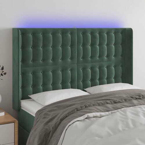 Vidaxl Tête De Lit À Led Vert Foncé 147x16x118/128 Cm Velours