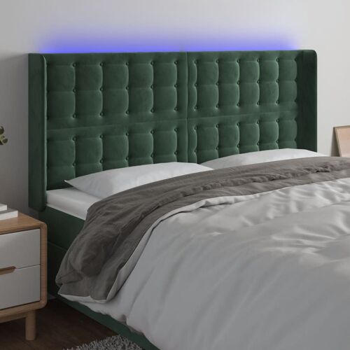 Vidaxl Tête De Lit À Led Vert Foncé 183x16x118/128 Cm Velours