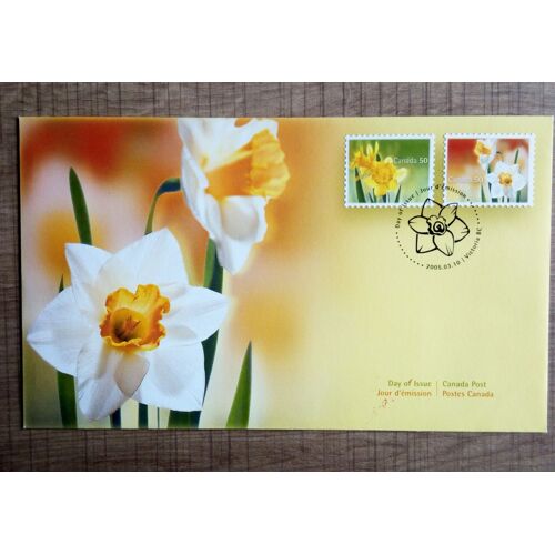 Canada 2005 Enveloppe 1er Jour Avec 2 Timbres Fleurs Jonquilles